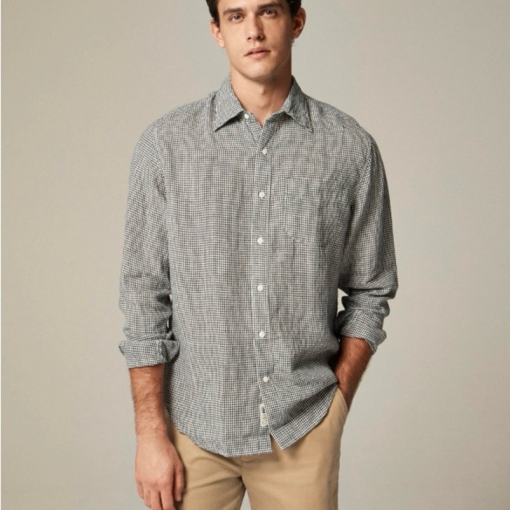 Classic Irish Linen Gray Casual Button Down Shirt Irish Línea 100%